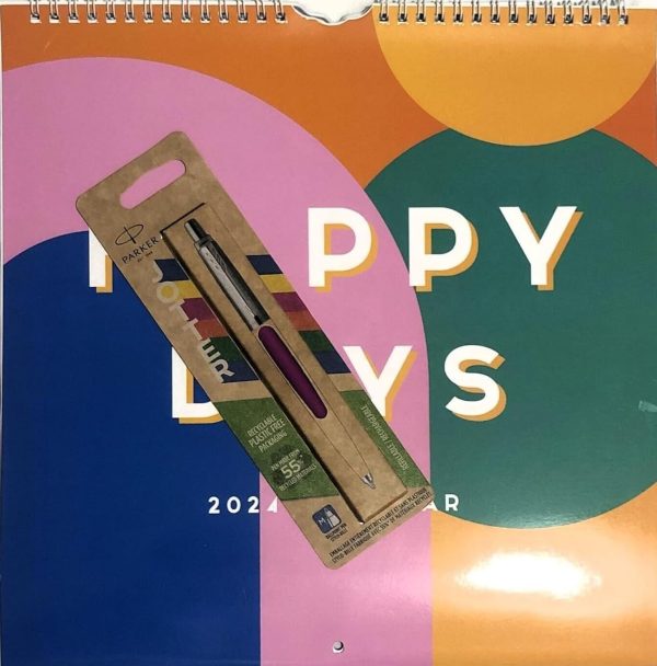2024 Colourful Quotes Happy Days Calendar & PARKER PEN Gift Set