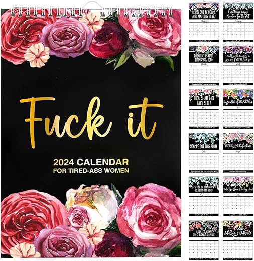 2025 Fuck it Calendar for Tired Women, Funny Home Office Wall Handing