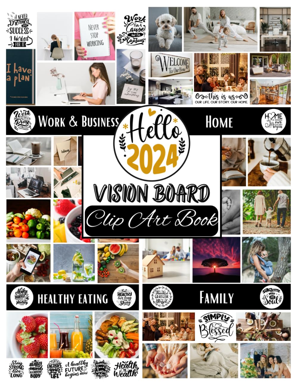 2024 Vision Board Clip Art Book: Create Your Awesome 2024 With Vision ...