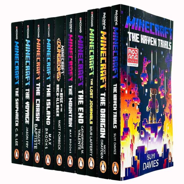An Official Minecraft Novels 10 Books Collection Set (The Shipwreck, The Voyage, The Crash, The Island, The Rise of the Arch Illager, The Mountain , The End, Lost Journals,...