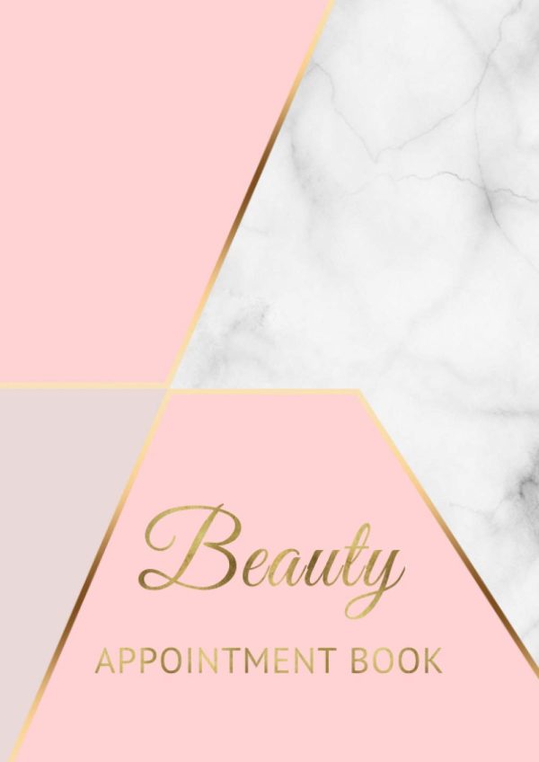 Beauty Appointment Book: A4 Large, Appointment Notebook for Hairdressing, Salons, Hair Stylist, Schedule Organizer, 15 Minute Increments | Pink & White Marble Gold Theme