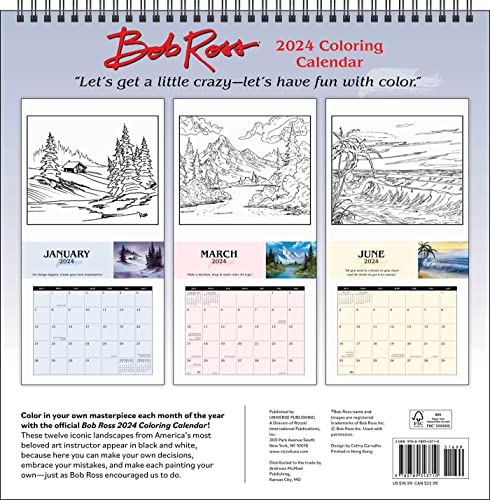 Bob Ross 2024 Coloring Wall Calendar
