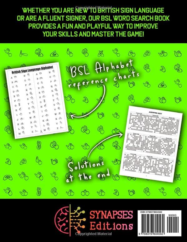 BSL Word Search - 100 British Sign Language Puzzles With Solutions Vol 5: Large Print Fingerspelling Alphabet Games Book For Adults - Perfect BSL Gift For Beginners or Fluent...