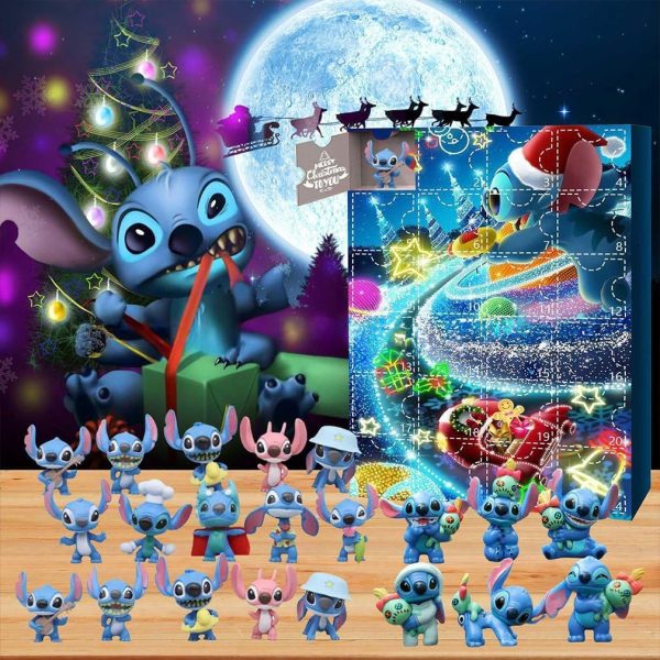 Christmas Advent Calendar 2023,Christmas Countdown Calendar for Kids,Blue Sti New Funny Christmas Blind Box Decoration Ornament GiftIdeas for Christmas
