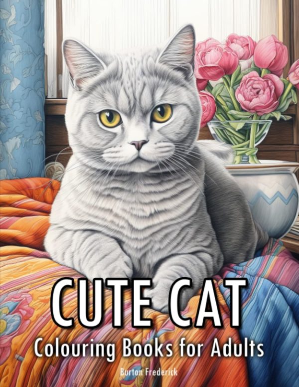Cute Cat: Colouring Books for Adults - 50 Illustrations of Kawaii Cat