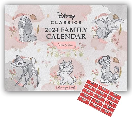 DANILO PROMOTIONS LIMITED Disney Heritage Calendar 2023 Official A4 Wall Calendar Gift Present with Free Organising Stickers