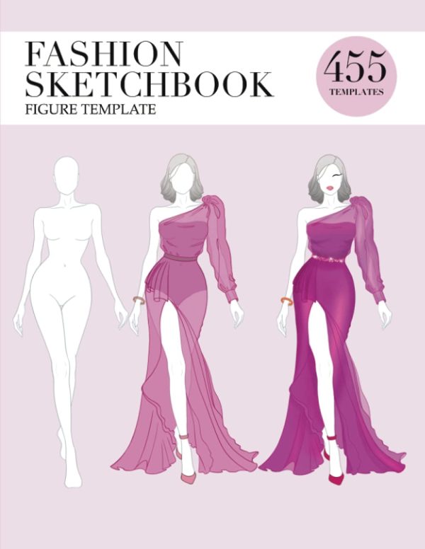 Fashion Sketchbook Figure Template: 455 Large Female Figure Template for easily Sketching Your Fashion Design Styles with thin lines