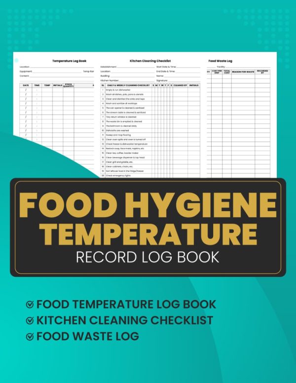 Food Hygiene Temperature Record Log Book: Safety and Health Log Sheet for Daily Temperatures