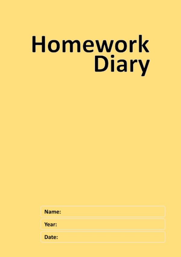 Homework Diary: A5, 84 Page 6-Day Week, School Homework Book for Kids - Yellow Cover