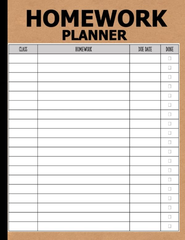 HOMEWORK PLANNER: A Simple Daily And Weekly Student Homework Organizer & Diary For Kids And Teens (Gift for students) | 8.5 x 11 inches
