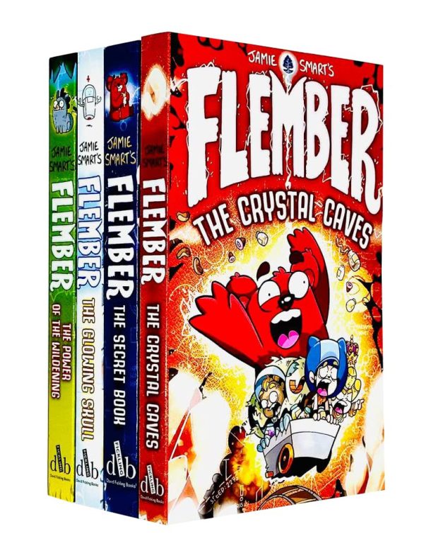 Jamie Smart's Flember Series 4 Books Collection Set (The Glowing Skull, The Secret Book, The Power of the Wildening, The Crystal Caves)