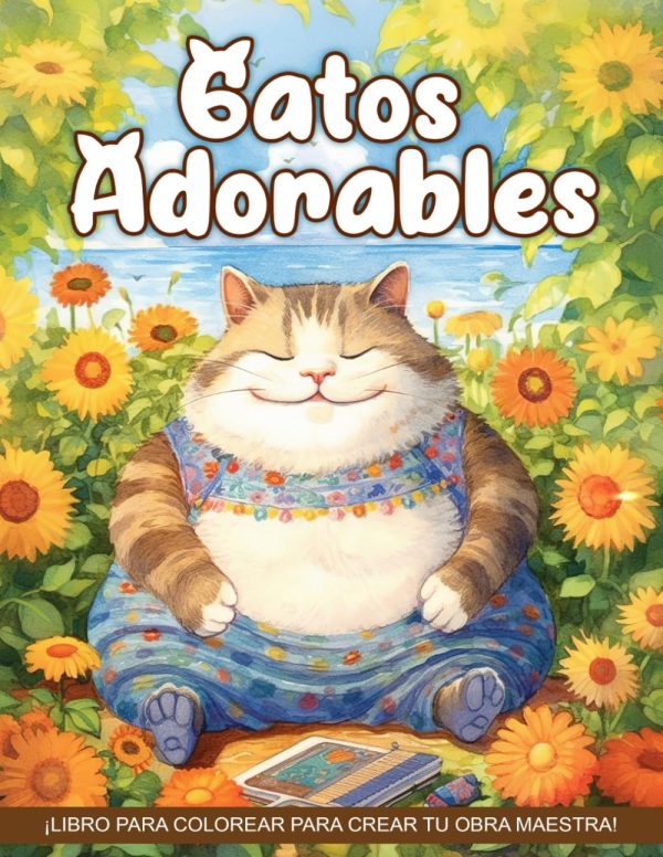 Libro de Colorear Gatos Adorables: Libro de Colorear de Gatos Divertidos, Gatos Kawaii Lindos para Niños y Adultos para Aliviar el Estrés y la Relajación.
