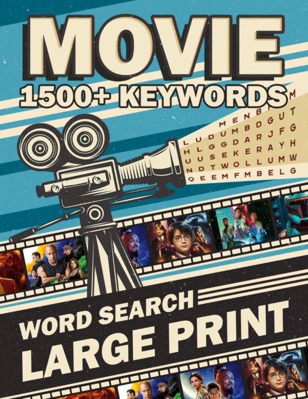 Movie Word Search Large Print: Word Find Puzzles With 1500+ Words For Adults, Seniors, Teens and Kids Covering Movie. Gift For Birthday Christmas