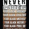 Never Apologize Black History Month BLM Melanin Pride Afro Notebook Vintage: Gold Textured Notebook Journal Diary, Black History Month journal, Black Pride Melanin notebook Size...