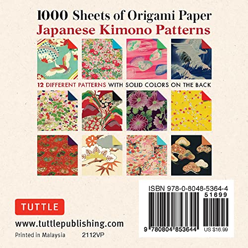 Origami Paper 1,000 sheets Kimono Patterns 4" (10 cm): Tuttle Origami Paper: High-Quality Double-Sided Origami Sheets Printed with 12 Different ... 12 ... 12 Different Designs...