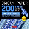 Origami Paper 200 sheets Blue and White Patterns 6" (15 cm): High-Quality Double Sided Origami Sheets Printed with 12 Different Designs (Instructions for 6 Projects Included)