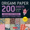 Origami Paper 200 sheets Washi Patterns 6" (15 cm): Tuttle Origami Paper: High-Quality Double Sided Origami Sheets Printed with 12 Different Designs ... (Instructions for 6...