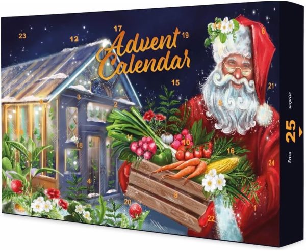 Seeds Advent Calendar Garden Gifts - Assortment of Vegetable, Herbs & Flower Seeds with Greenhouse Grow Kit. 24 Days Christmas Countdown Calendar 2023 for Secret Santa Gifts for...