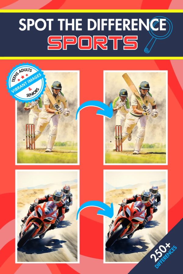Spot the Difference Sports: Exciting Spot the Difference Book for Adults, Teens and Seniors – Search & Find the Differences in Sporty Vibrant Scenes - ... Large Print (A Spot...