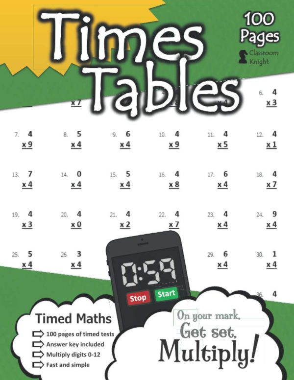 Times Tables: 100 Practice Pages - Timed Tests - Multiplication Math Drills - KS2 Workbook - (Ages 7-11)