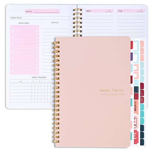 To Do List Notebook, A5 Weekly Planner Undated, Planning Pad Checklist Productivity Organizer 52 Pages for Students, Work, Fitness(Pink)