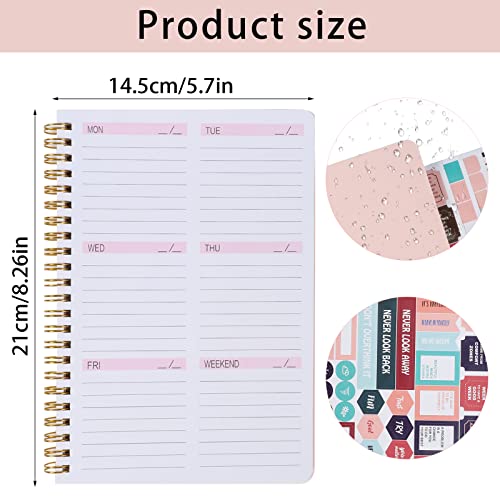 To Do List Notebook, A5 Weekly Planner Undated, Planning Pad Checklist Productivity Organizer 52 Pages for Students, Work, Fitness(Pink)