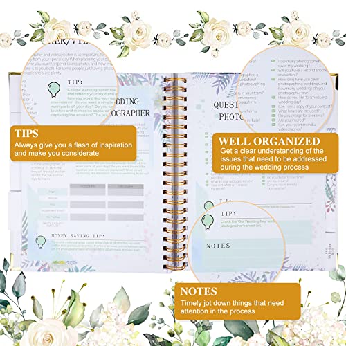 Wedding Planner and Organizer for Bride, Wedding Planning Book with Countdown Planning, 5 Tabbed Sections, Inner Pockets, Unique Engagement Gift for Couples, Future Brides and...