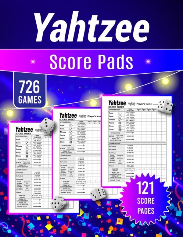 Yahtzee score pads: 725+ Score Games for Scorekeeping, Yahtzee Score Sheets, 8.5 X 11 Large Print Yahtzee Score Book.